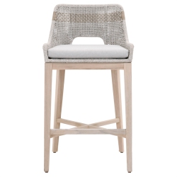 STAR INTERNATIONAL Furniture Woven Tapestry 31" Wood Outdoor Barstool In In Gray