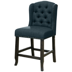 FURNITURE OF AMERICA Sinuata Fabric Wingback Counter Chair In (Set Of 2) In Blue