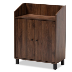 BAXTON STUDIO Rossin Walnut Finished 2-Door Wood Shoe Cabinet In Brown
