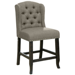 FURNITURE OF AMERICA Sinuata Fabric Light Wingback Counter Chair (Set Of 2) In Gray