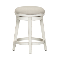 PEMBERLY ROW Contemporary Wood Console Swivel Stool In In White
