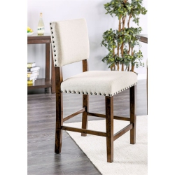 FURNITURE OF AMERICA Elona Wood Nailhead Counter Stool In Cherry (Set Of 2)