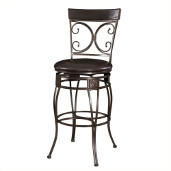 BOWERY HILL 30.75" Traditional Metal/faux Leather Scroll Bar Stool In Bronze