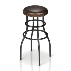FURNITURE OF AMERICA Casta Rustic Faux Leather Nailhead Bar Stool In Bronze