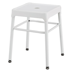 PEMBERLY ROW 18" Industrial Steel Metal Backless Guest Stool In In White