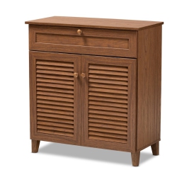 BAXTON STUDIO Coolidge Wood 4-Shelf And Drawer Shoe Cabinet In Walnut In Brown