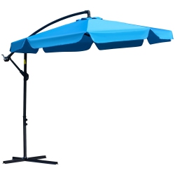 OUTSUNNY 9Ft Offset Hanging Patio Umbrella Cantilever Umbrella \w Easy Tilt Adjustment, Cross Base And 8 Ribs for Backyard, Poolside, Lawn And Garden