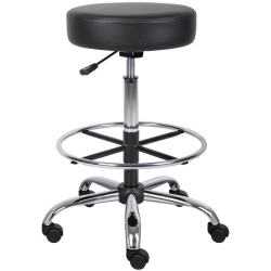 BOSS OFFICE PRODUCTS Adjustable Faux Leather Backless Drafting Stool In In Black