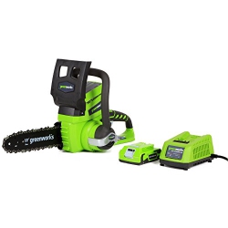 GREENWORKS 24V 10" Chainsaw, 2.0Ah USB Battery And Charger