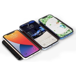 NAVOR Ultra-Slim Leather Wireless Qi Charging Station for Iphone 14/13/12/11/xr/8 Plus, Galaxy Note, New Airpods & All Qi Enabled Phones