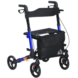 HOMCOM Rollator Walker for Seniors And Adults \w 8" Wheels, Seat, Aluminium Lightweight Folding Rolling Walker \w Adjustable Handle, Storage Bag
