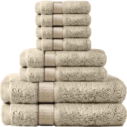 CANADIAN LINEN Economy 8 Pack Bathroom Towel Set 2 26"x52" 500 Gsm Bath Towels 2 Hand Towels 4 Washcloths Soft Absorbent Cotton Towel Quick Dry