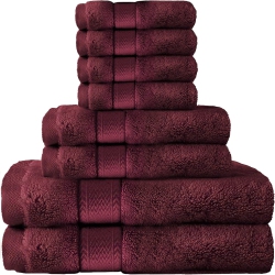 CANADIAN LINEN Economy 8 Pack Bathroom Towel Set 2 26"x52" 500 Gsm Bath Towels 2 Hand Towels 4 Washcloths Soft Absorbent Cotton Towel Quick Dry