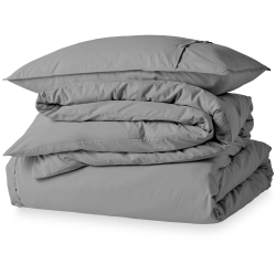 BARE HOME 100% Organic Cotton Duvet Cover Set - Crisp Percale Weave - Lightweight & Breathable Grey, Full/queen