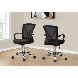 MONARCH SPECIALTIES I 7460 Office Chair Chrome Base On Castors In Black