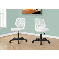 MONARCH SPECIALTIES I 7338 Office Chair Juvenile for Childrens Black Base On Castors In White