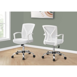 MONARCH SPECIALTIES I 7462 Office Chair, Adjustable Height, Swivel, Ergonomic, Armrests, Computer Desk, Work, Metal, Fabric, White, Chrome