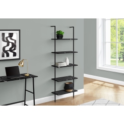 MONARCH SPECIALTIES I 3684 Bookcase 72"h Ladder Marble Metal In Black
