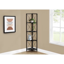 MONARCH SPECIALTIES I 3650 Bookcase 60"h Marble Metal Corner In Black