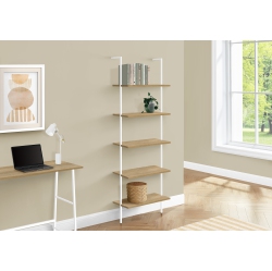 MONARCH SPECIALTIES I 3686 Bookcase 72"h Ladder Natural Metal In White