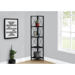 MONARCH SPECIALTIES I 3649 Bookcase 60"h Metal Corner Etagere In Black