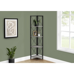 MONARCH SPECIALTIES I 3647 Bookcase 60"h Grey Metal Corner Etagere In Black