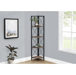 MONARCH SPECIALTIES I 3646 Bookcase 60"h Reclaimed Black Metal Corner In Brown