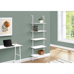 MONARCH SPECIALTIES I 3687 Bookcase 72"h Ladder Metal In White