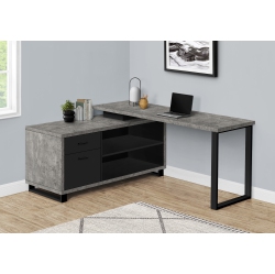 MONARCH SPECIALTIES I 7714 Computer Desk 72"l Concrete/black Executive Corner In Grey