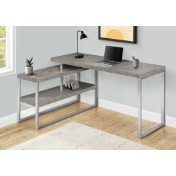 MONARCH SPECIALTIES I 7586 Computer Desk 60"l Concrete Metal Left / Right Corner In Silver