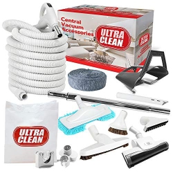 ULTRA CLEAN Central Vacuum Hardwood/rug Attachment Cleaning Tool Kit - Air-Driven Carpet Brush –24 V Hose \w 2-Way On/off Switch Handle- \w