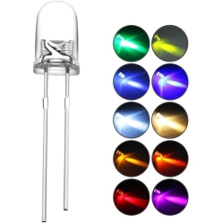 ALBERTATECH 200PCs 5MM Led Light Emitting Diodes 2Pin Diffused Assorted Kit Box Color Uv/red/yellow/green/blue/warm