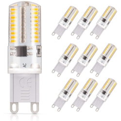 ALBERTATECH G9 3W Dimmable Led Bulb, 30 Watt Equivalent (3Watt) Soft 3000K 350Lm, 120V, 10-Pack In White