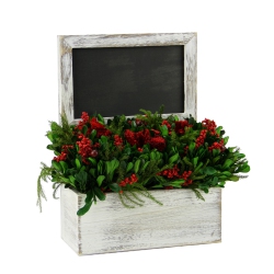 ALLSTATE 11" White And Decorative Holiday Chalkboard With Floral Arrangement In Green