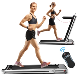 COSTWAY 2-In-1 Folding Treadmill 2.25HP Jogging Machine W/ Dual Led Display