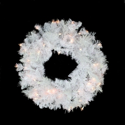 NORTHLIGHT Pre-Lit Iridescent Mixed Pine Artificial Christmas Wreath - 24-Inch, Clear Lights In White