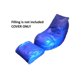 BOSCOMAN - Vinyl Beanbag Adult Lounger W/footrest Chair - Twilight Cover Only - 96063081 In Blue