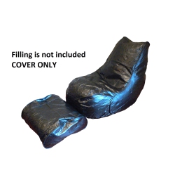 BOSCOMAN - Vinyl Beanbag Adult Lounger W/footrest Chair - Cover Only - 96063009 In Black