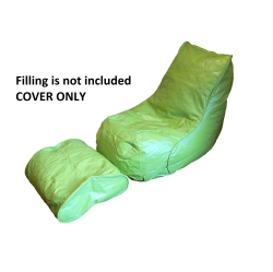 BOSCOMAN - Vinyl Beanbag Adult Lounger W/footrest Chair - Bud Cover Only - 96063386 In Green