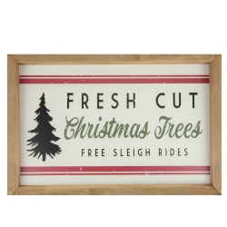 NORTHLIGHT 18" Wooden Framed "fresh Cut Christmas Trees" Wall Sign