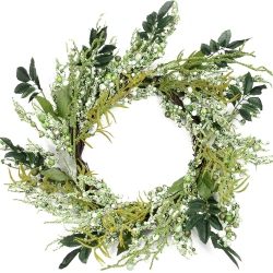 NORTHLIGHT Mixed Leaves Twig Artificial Wreath 12-Inch In Green