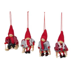 NORTHLIGHT Set Of 4 Holiday Kids On Sleds Christmas Ornaments 4