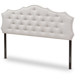 BOWERY HILL Modern Tufted Queen Panel Headboard In Grayish In Beige