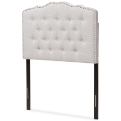 BOWERY HILL Modern Fabric Tufted Twin Headboard In Grayish In Beige