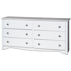 WRIGHT HOME Traditional Wood 6 Drawer Dresser In In White