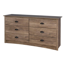WRIGHT HOME Transitional Wood 6 Drawer Dresser In Drifted In Gray