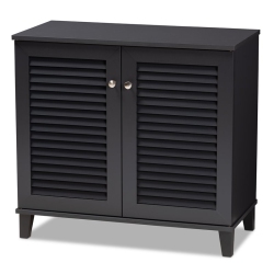 BOWERY HILL Contemporary Wood 4-Shelf Shoe Cabinet In Dark In Gray