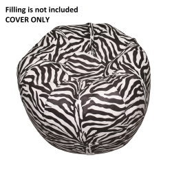 BOSCOMAN - Teen Round Faux Suede Animal Print Beanbag Chair - Zebra Cover Only - 96123110