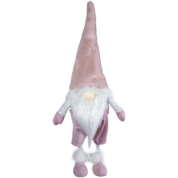 NORTHLIGHT 20" And Pink Bouncy Gnome Standing Figure Christmas Decoration In White