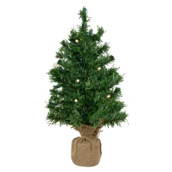 NORTHLIGHT 18" Pre-Lit Two-Tone Pine Artificial Christmas Tree In Burlap, Clear Led Lights In Green